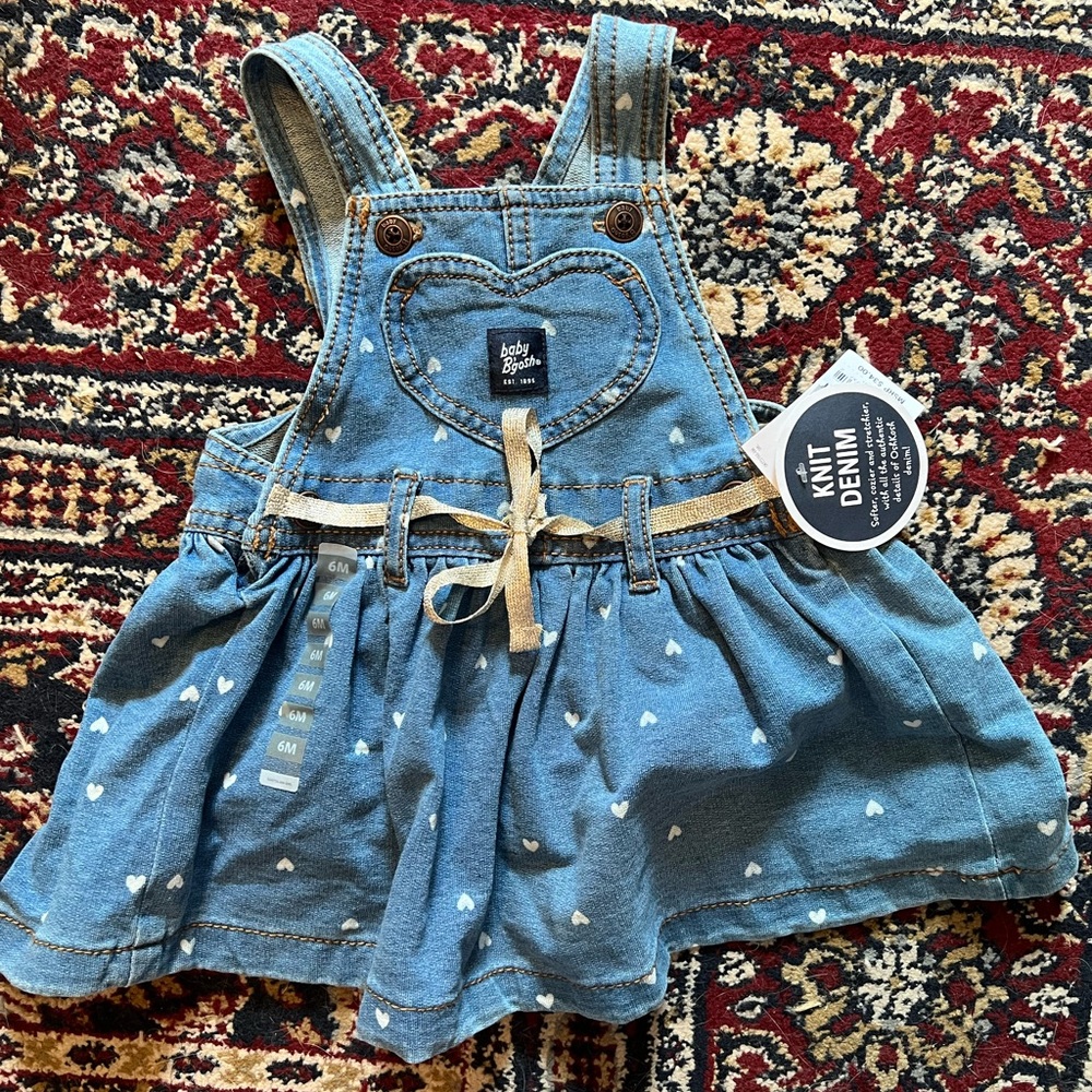 Baby B’gosh Knit denim heart print romper NWT